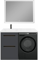 Мебель для ванной комнаты SanStar Darko 110 L под стиральную машину дуб вотан, графит софт, раковина Даллас