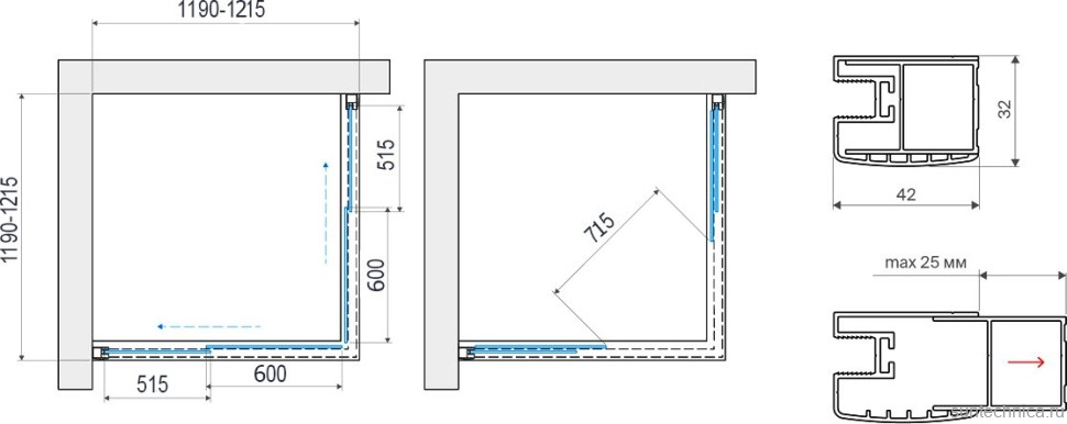 Душевой уголок Vegas Glass ZA Protec 120 04 01 профиль никель, стекло прозрачное