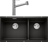 Комплект Мойка Blanco Subline 480/320-U черная + Смеситель Ambis-S 523119