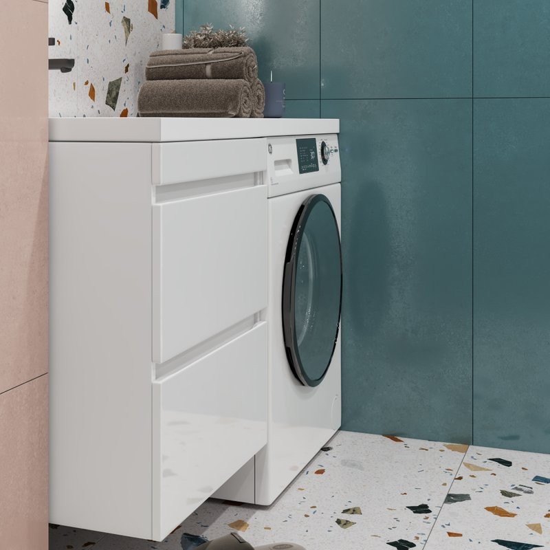 Тумба с раковиной Vigo Urban 60 L 2 ящика, под стиральную машину, белая