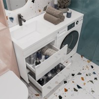 Тумба с раковиной Vigo Urban 60 L 2 ящика, под стиральную машину, белая