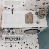 Тумба с раковиной Vigo Urban 60 L 2 ящика, под стиральную машину, белая