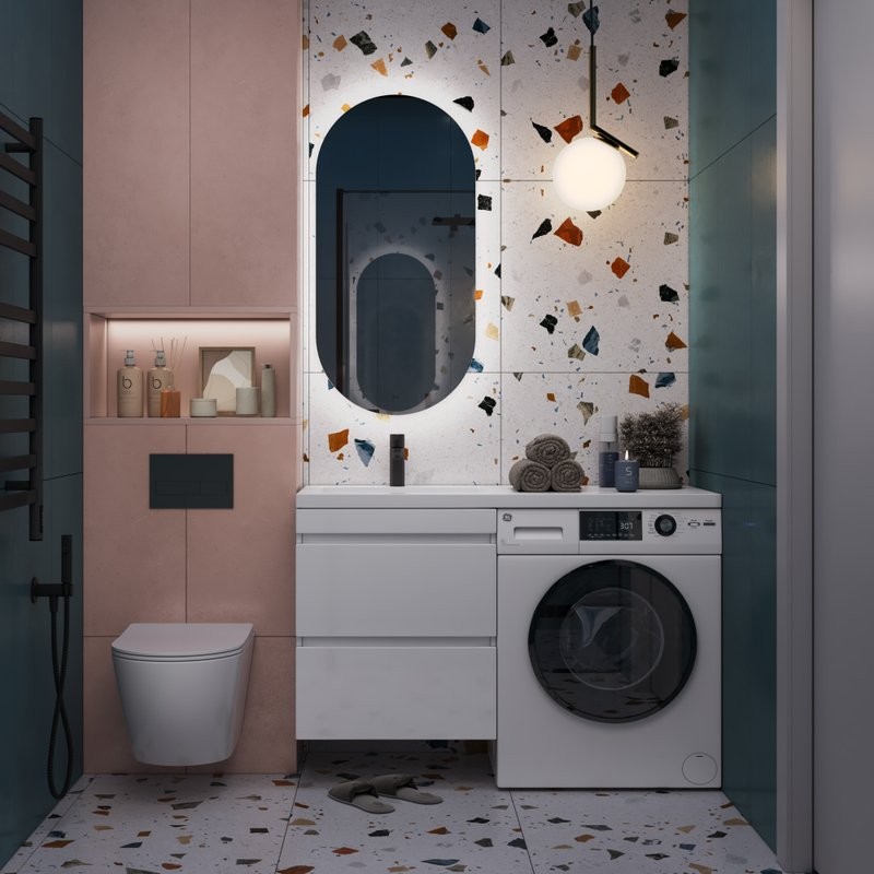 Тумба с раковиной Vigo Urban 60 L 2 ящика, под стиральную машину, белая