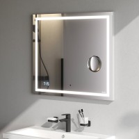 Зеркало AM.PM Gem 80 с LED-подсветкой, часами и косметическим зеркалом