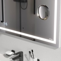 Зеркало AM.PM Gem 80 с LED-подсветкой, часами и косметическим зеркалом
