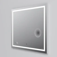 Зеркало AM.PM Gem 80 с LED-подсветкой, часами и косметическим зеркалом