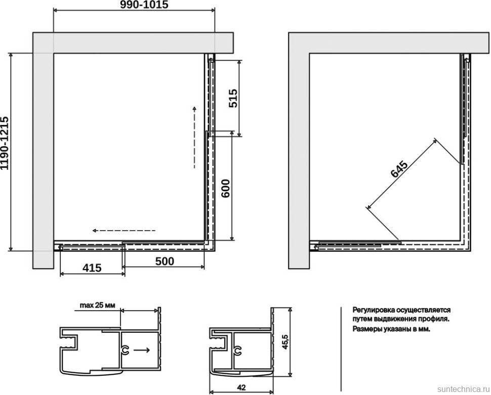 Душевой уголок Vegas Glass ZA-F Tur Novo h1900 120*100 05 05 профиль бронза, стекло бронза