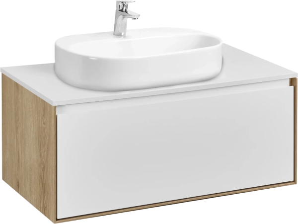 Тумба с раковиной AQUATON Либерти 90 со столешницей белый глянец, раковина Одри 62