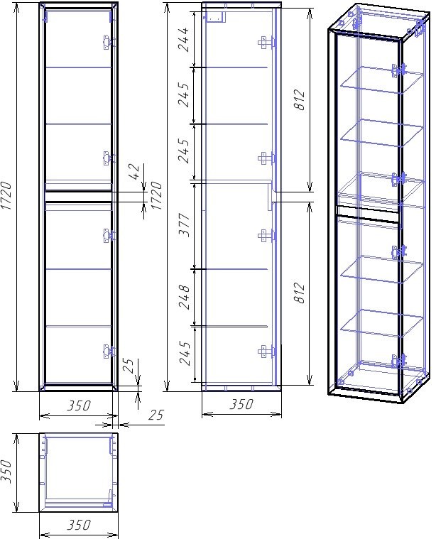 Шкаф-пенал для ванной Dreja Insight 35 L/R белый глянец
