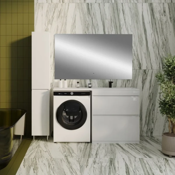 Мебель для ванной комнаты Style Line Даллас 140 R Люкс, напольная, 2 ящика, зеркало DIWO Элиста