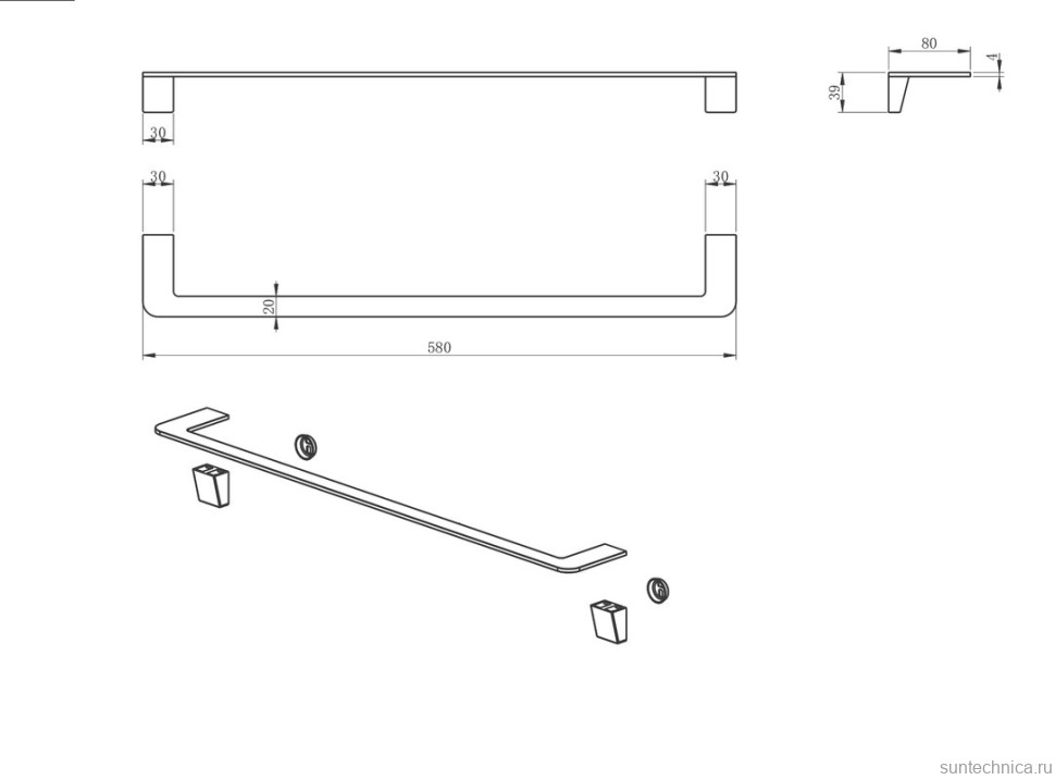Держатель для полотенец Wonzon & Woghand WW-V2101-MB матовый черный