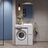 Мебель для ванной комнаты Alavann Cosmetic 85 R под стиральную машину, напольная, глянцевая белая