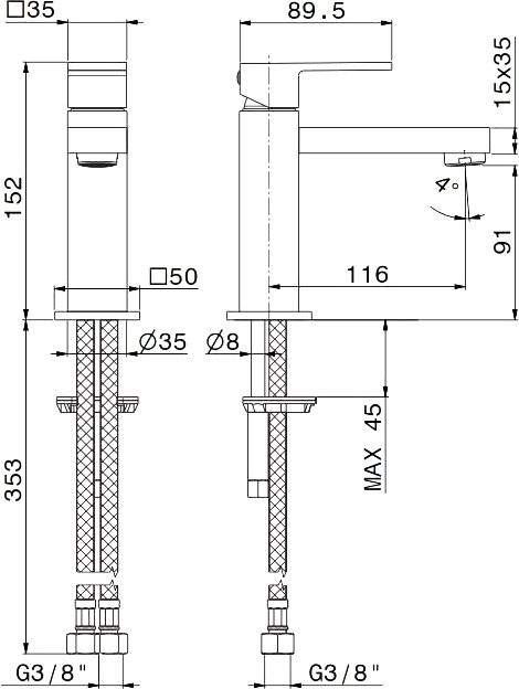 Смеситель для раковины KERAMA MARAZZI Futura 66412KM.21.018 хром
