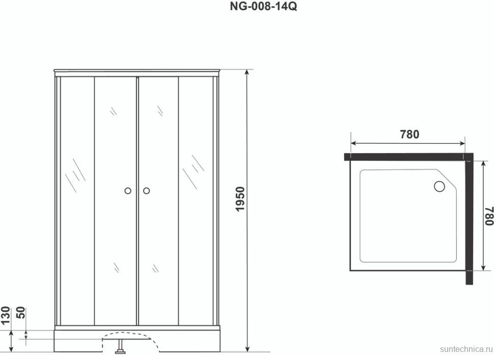 Душевой уголок Niagara Eco NG-008-14Q матовое, с поддоном