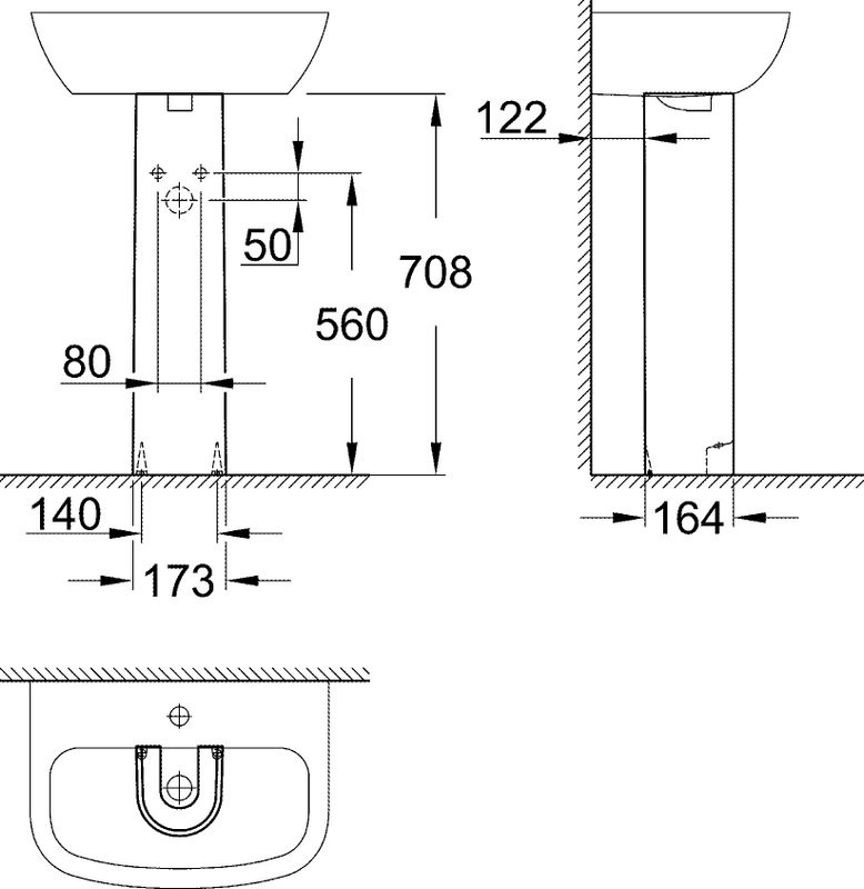 Раковина Grohe Bau Ceramic 39420000 с пьедесталом