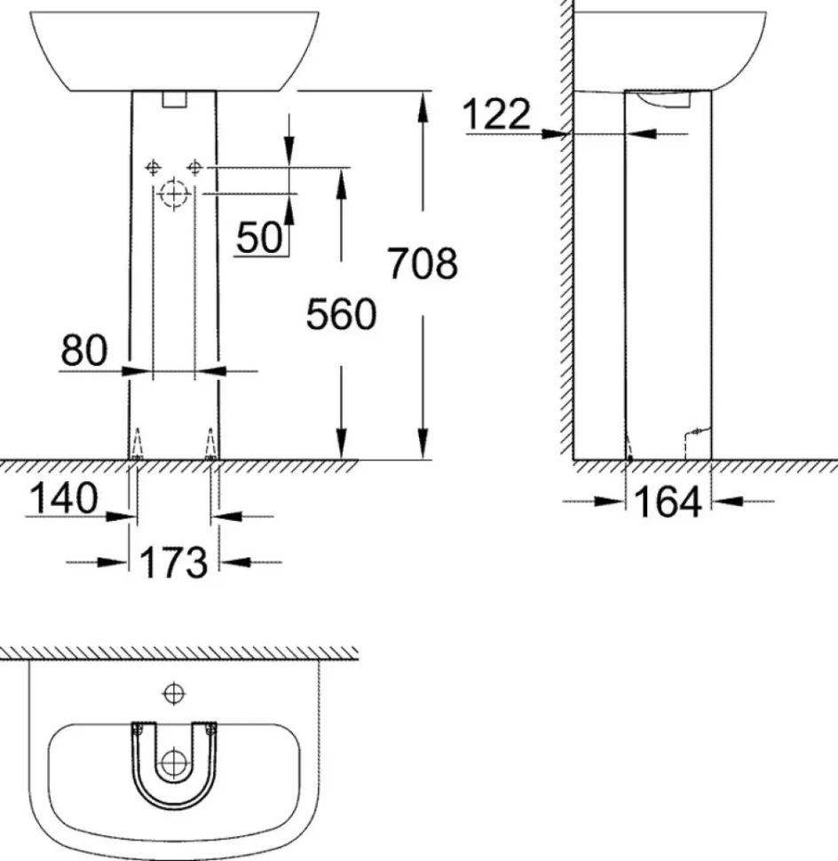 Раковина Grohe Bau Ceramic 39420000 с пьедесталом