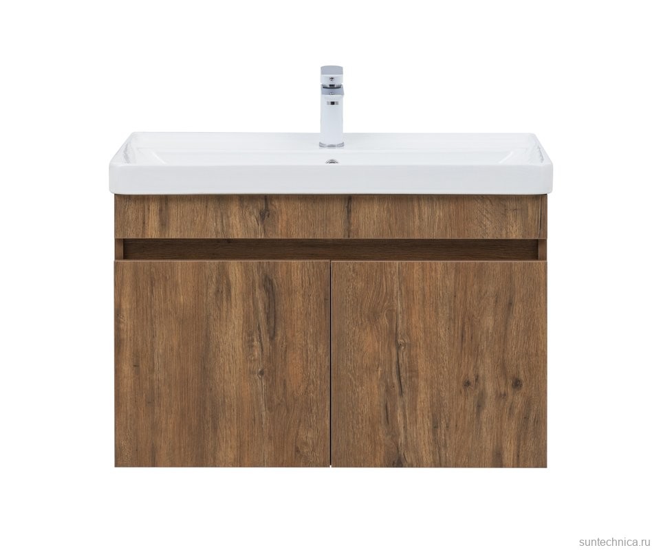 Тумба с раковиной Aquanet Оптима 80 подвесная, дуб рустикальный
