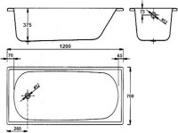 Стальная ванна BLB Europa B20E22001 120x70 см, пристенная, на ножках APMROBZF