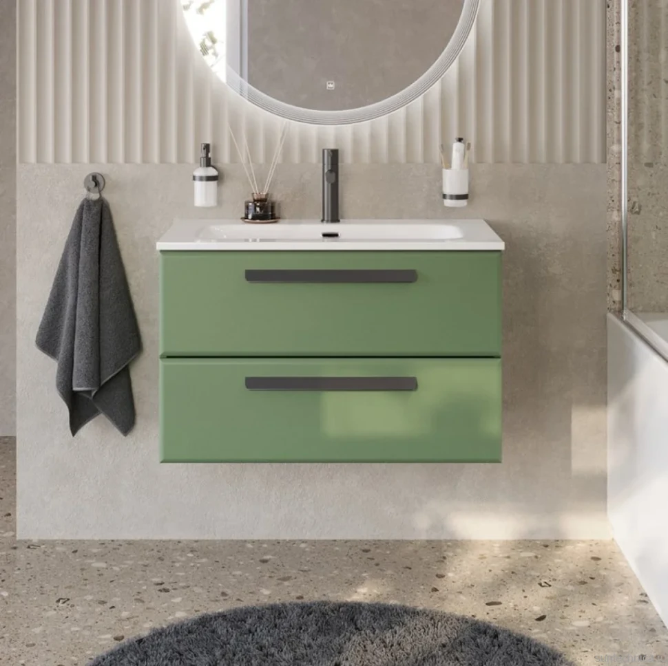 Тумба под раковину без столешницы Cezares Eco Cer-N 80 фисташковый софт, ручки сатин