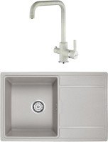 Комплект Мойка кухонная Paulmark Flugen 50-780 PM217850-GR серый + Смеситель Logas Lo213021-310 серый + Фильтр Refine System