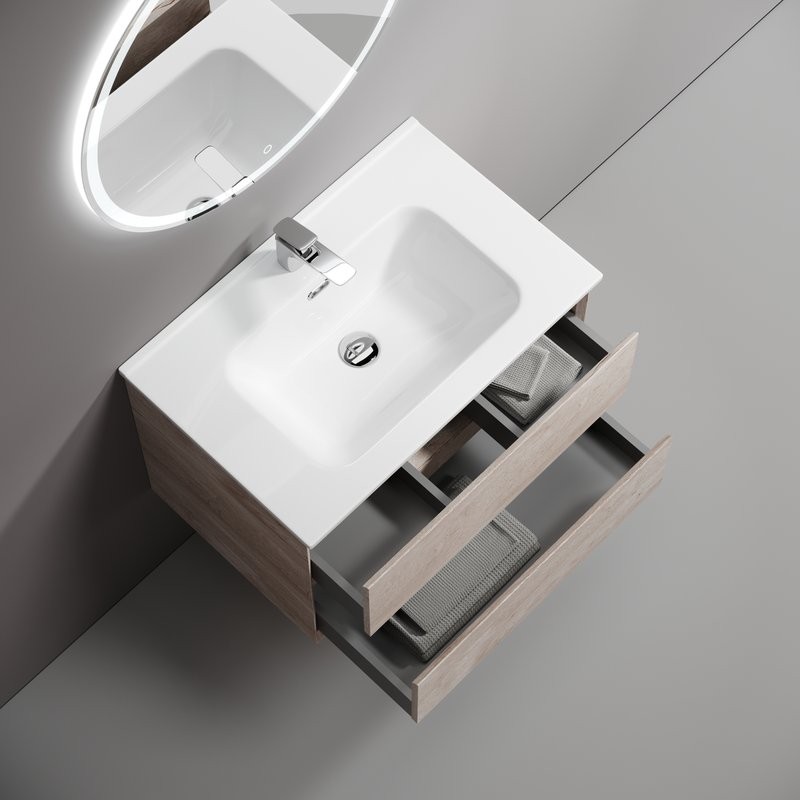 Тумба с раковиной Sancos Marmi 2.0 70 дуб галифакс натуральный, раковина CN7007