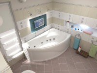 Акриловая ванна Bas Николь R 170x110 см, угловая, правая, пристенная, с гидромассажем, белая, асимметричная, с каркасом, с сиденьем