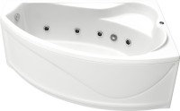 Акриловая ванна Bas Николь R 170x110 см, угловая, правая, пристенная, с гидромассажем, белая, асимметричная, с каркасом, с сиденьем
