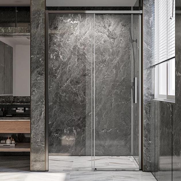 Дверь для душевого уголка Veconi Premium Trento PTD-40GR 120 см, профиль брашированный графит, стекло прозрачное
