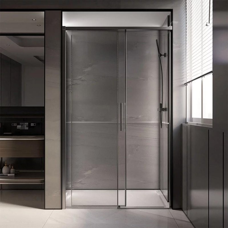 Дверь для душевого уголка Veconi Premium Trento PTD-40GR 120 см, профиль брашированный графит, стекло прозрачное