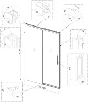 Дверь для душевого уголка Veconi Premium Trento PTD-40GR 120 см, профиль брашированный графит, стекло прозрачное