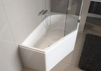 Акриловая ванна Riho Yukon L 160x90 см, угловая, левая, пристенная, белая, пятиугольная, с каркасом, со сливом-переливом