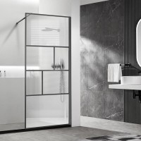 Душевая перегородка Vincea Walk-in HP Art VSW-1HC800CFGM 80 см, профиль вороненая сталь, стекло прозрачное, рифленое
