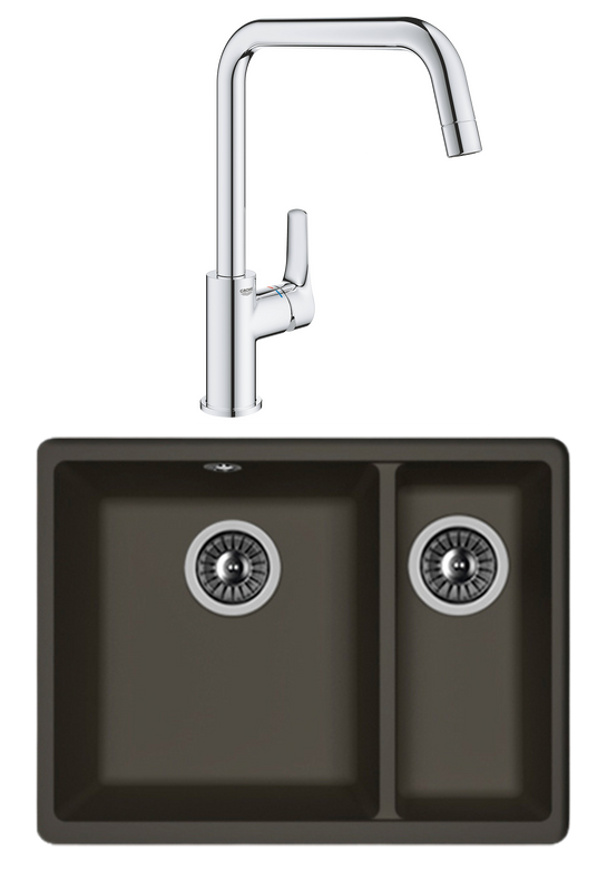Комплект Мойка Florentina Вега 335/160 антрацит + Смеситель Grohe Eurosmart