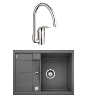 Комплект Мойка Blanco Metra 45S Compact 519573 темная скала + Смеситель Grohe Euroeco