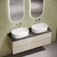 Тумба с раковиной Sancos Snob R 140 beige soft, столешница черный мрамор TT140A1, раковина CN6075