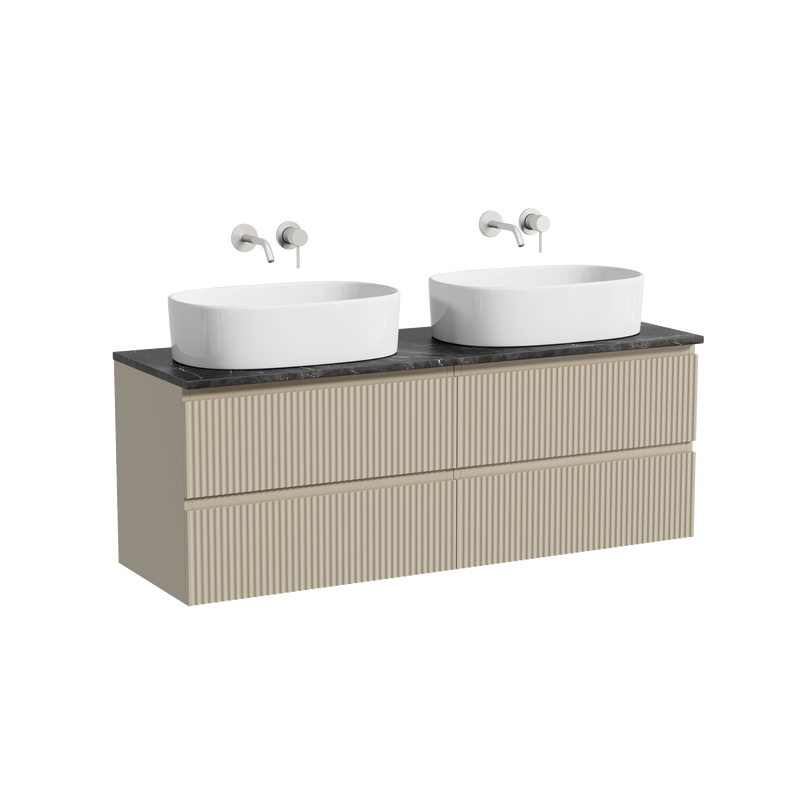 Тумба с раковиной Sancos Snob R 140 beige soft, столешница черный мрамор TT140A1, раковина CN6075