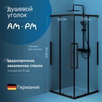 Душевой уголок AM.PM Func W84G-403-9090-BT 90х90 см, профиль черный матовый