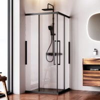 Душевой уголок AM.PM Func W84G-403-9090-BT 90х90 см, профиль черный матовый