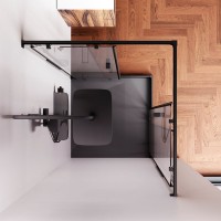 Душевой уголок AM.PM Func W84G-403-9090-BT 90х90 см, профиль черный матовый