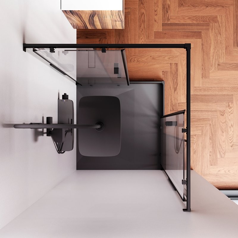 Душевой уголок AM.PM Func W84G-403-9090-BT 90х90 см, профиль черный матовый