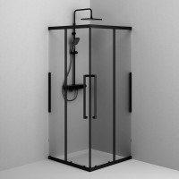 Душевой уголок AM.PM Func W84G-403-9090-BT 90х90 см, профиль черный матовый