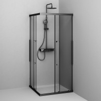 Душевой уголок AM.PM Func W84G-403-9090-BT 90х90 см, профиль черный матовый