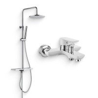 Душевой комплект Смеситель Aquanet Arctic AF520-20СW + Стойка Pragmatic AF430-70-R-C