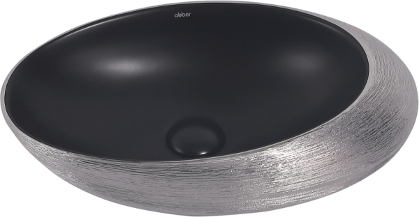 Накладная раковина Abber Bequem AC2107BS матовая черная с серебром