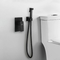 Гигиенический душ Rose R2805H со смесителем, С ВНУТРЕННЕЙ ЧАСТЬЮ, черный