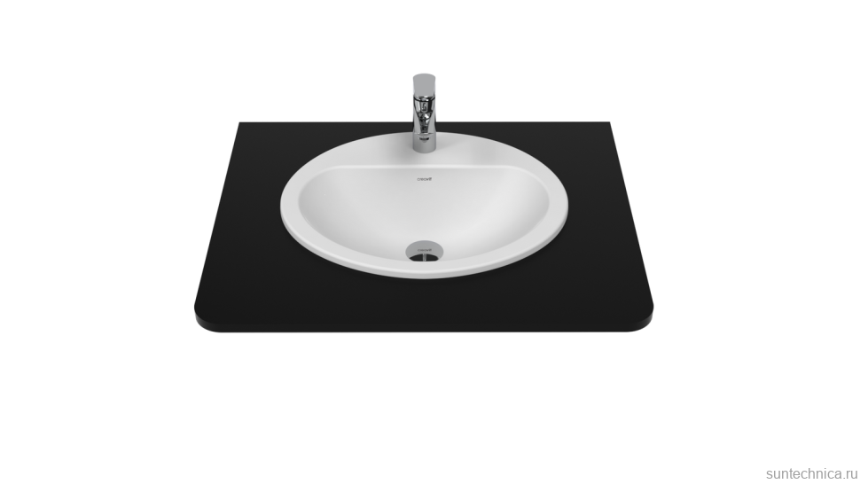 Раковина встраиваемая сверху Creavit TP225-00CB00E-0000 53 глянцевая белая, овальная