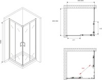 Душевой уголок Abber Schwarzer Diamant AG02090BH 90x90, профиль черный, стекло прозрачное