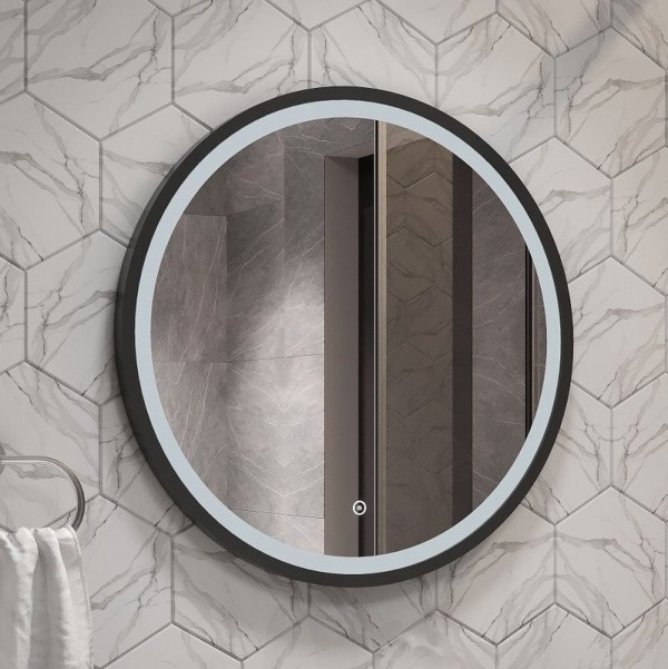 Зеркало круглое Art&Max Livorno AM-Liv-600-DS-F-Nero 60х60 черное, с LED-подсветкой, 6000k