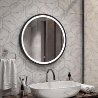 Зеркало круглое Art&Max Livorno AM-Liv-600-DS-F-Nero 60х60 черное, с LED-подсветкой, 6000k