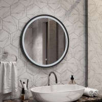Зеркало круглое Art&Max Livorno AM-Liv-600-DS-F-Nero 60х60 черное, с LED-подсветкой, 6000k